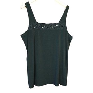 Ladies Size: 1X - Black Tank Top w/ Beaded Neckline